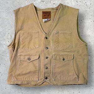 Vintage 90s Schaefer  Mens 2XL Canvas Vest Ranch Cowboy Western Rodeo Hunter